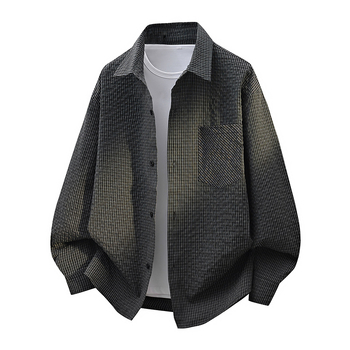Cardigan bărbătesc în carouri, stil Hong Kong, croială lejeră, mâneci lungi, primăvară-toamnă, mărime plus