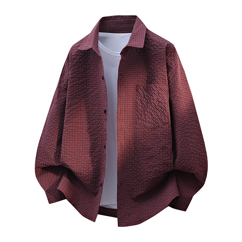 Cardigan bărbătesc în carouri, stil Hong Kong, croială lejeră, mâneci lungi, primăvară-toamnă, mărime plus