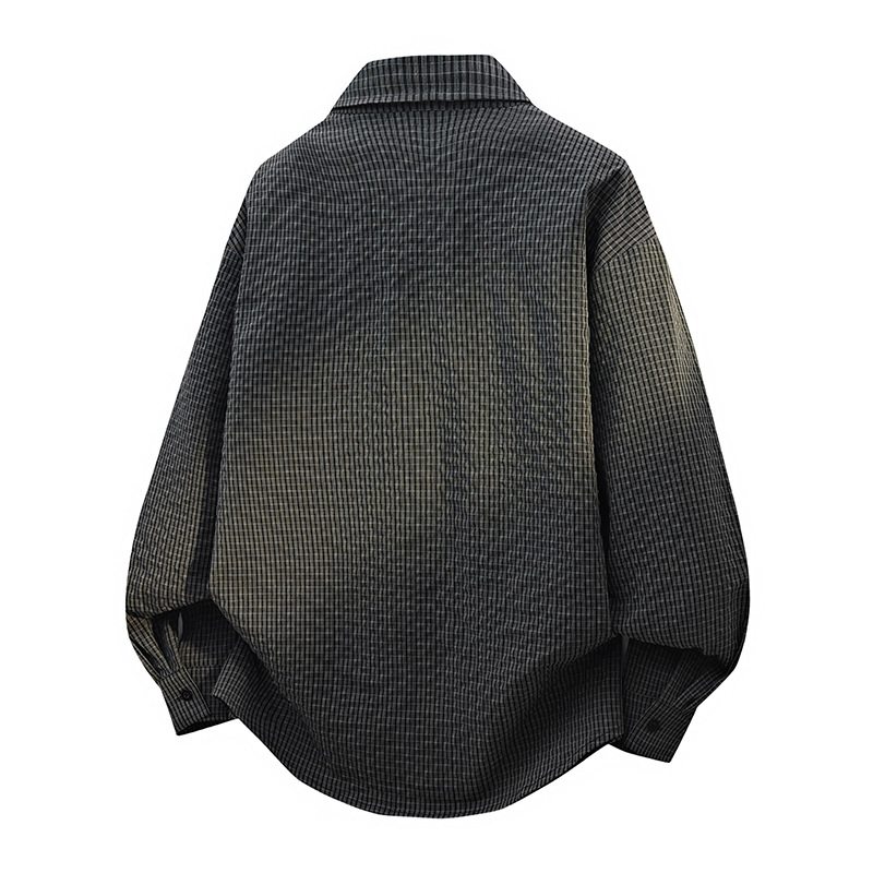 Cardigan bărbătesc în carouri, stil Hong Kong, croială lejeră, mâneci lungi, primăvară-toamnă, mărime plus