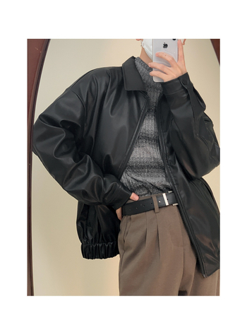 Xutai Geacă biker din PU pentru bărbați, toamnă vintage casual, croială lejeră