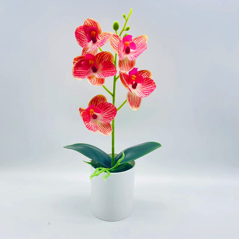Orhidee Phalaenopsis din mătase, bonsai artificial în ghiveci pentru decor interior