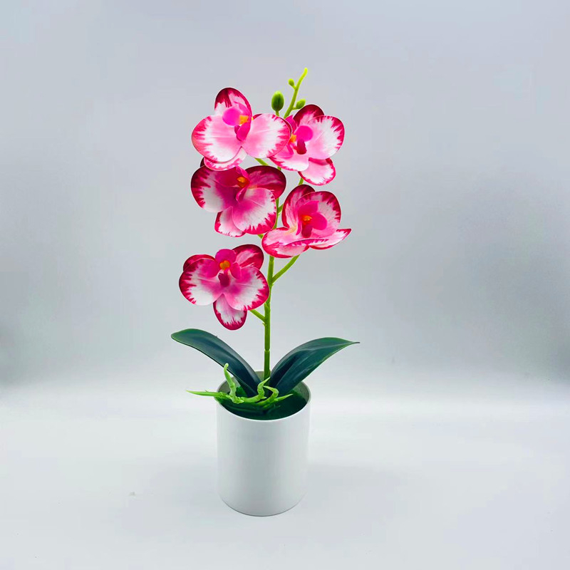 Orhidee Phalaenopsis din mătase, bonsai artificial în ghiveci pentru decor interior