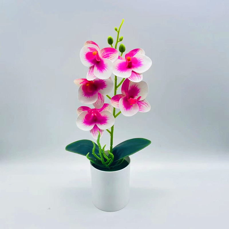 Orhidee Phalaenopsis din mătase, bonsai artificial în ghiveci pentru decor interior