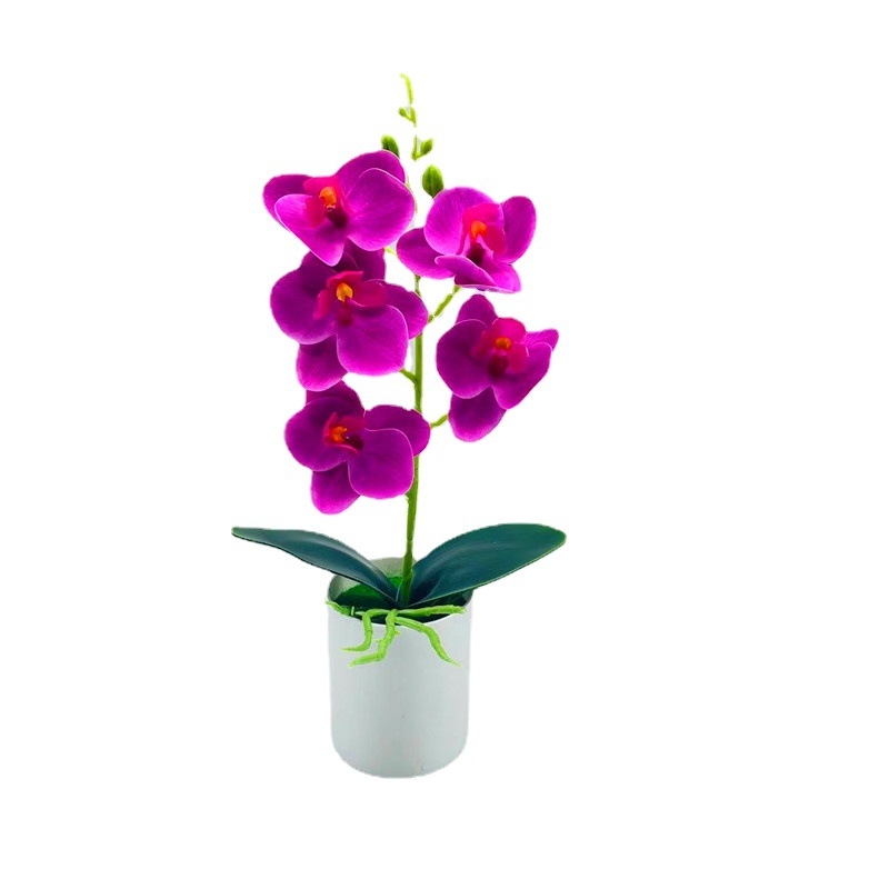 Orhidee Phalaenopsis din mătase, bonsai artificial în ghiveci pentru decor interior