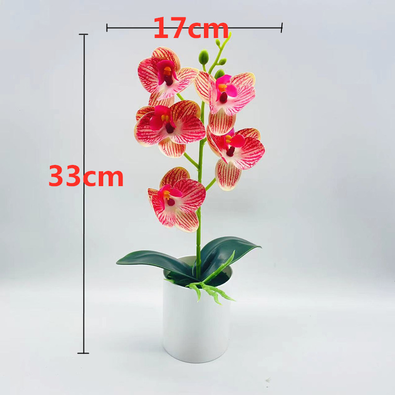 Orhidee Phalaenopsis din mătase, bonsai artificial în ghiveci pentru decor interior