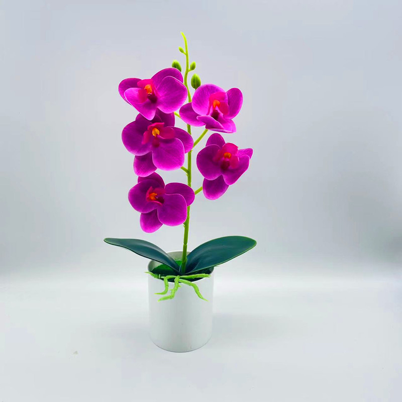 Orhidee Phalaenopsis din mătase, bonsai artificial în ghiveci pentru decor interior