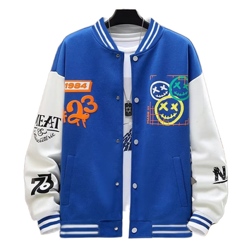 Jachetă baseball pentru bărbați, primăvară–toamnă 2025, croială lejeră, patchwork color-block, stil coreean, casual cu nasturi