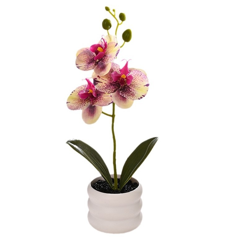 Bonsai de orhidee artificială – mini plantă decorativă în ghiveci pentru decor acasă și recuzită fotografică