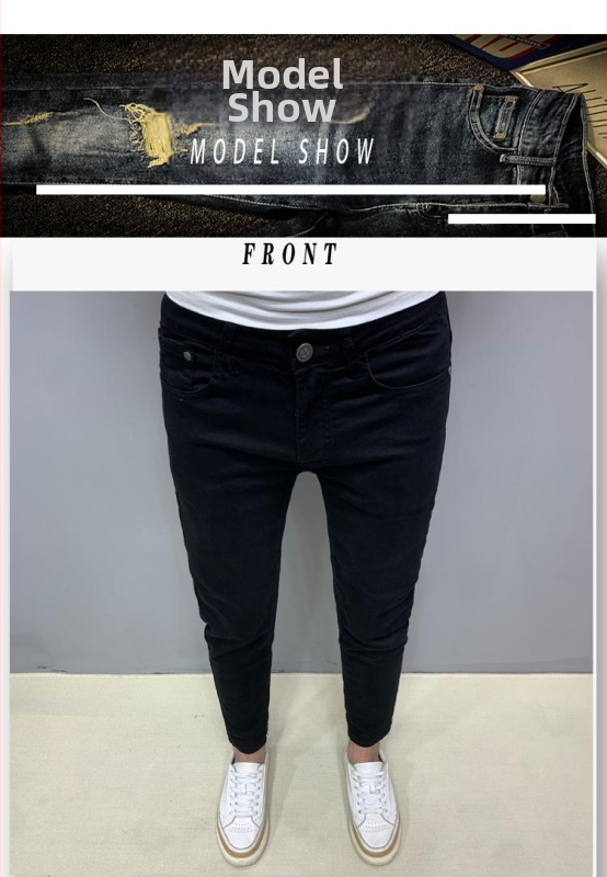 Pánske čisto čierne džínsy, slim fit, po členky, ležérne a štýlové.