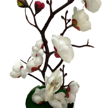 Bonsai artificial în vază cu flori de prun pentru decor în casă