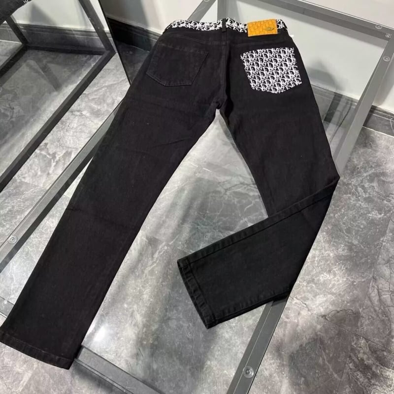 Blugi bărbați în stil american retro cu patch-uri pătrate, croială dreaptă, primăvară 2026, design urban, croială lejeră, picioare largi