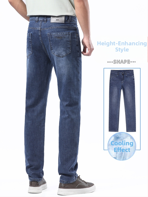 Jeans casual pentru bărbați, ușori și răcoroși, croială dreaptă, elastan, țesătură moale, mărimi mari