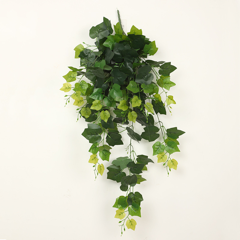 Plantă verde artificială cu viță suspendată, decor de perete pentru living