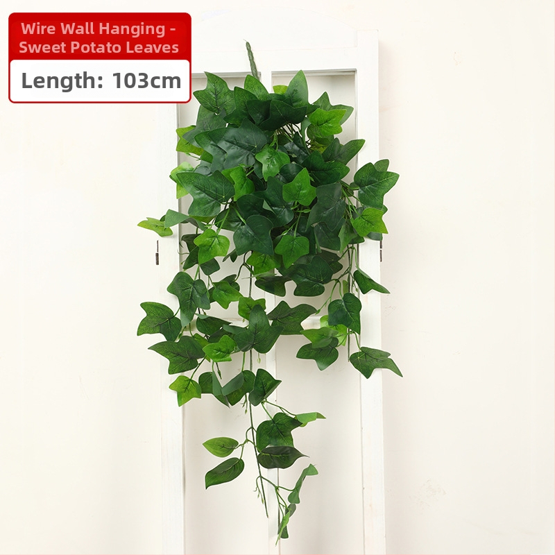 Plantă verde artificială cu viță suspendată, decor de perete pentru living
