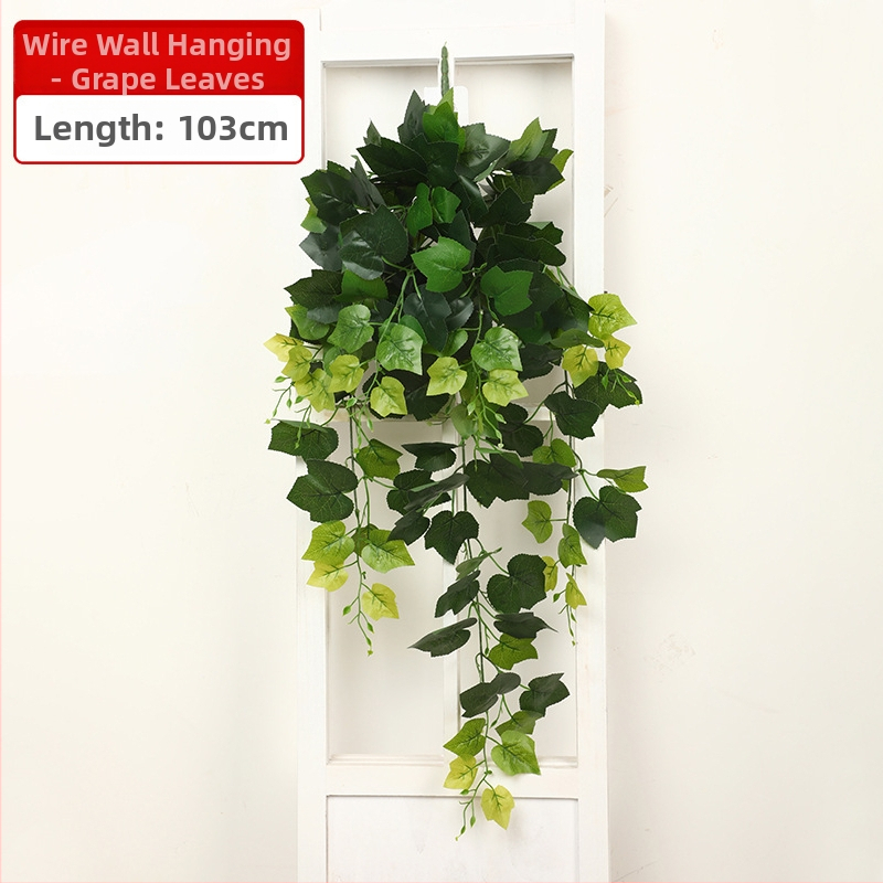 Plantă verde artificială cu viță suspendată, decor de perete pentru living