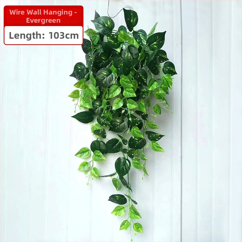 Plantă verde artificială cu viță suspendată, decor de perete pentru living