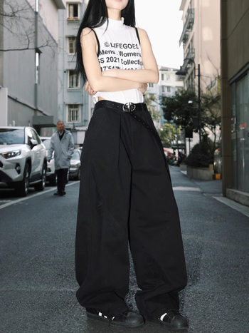 Jeanși din denim pentru bărbați, culoare off-white, croială dreaptă relaxată, talie medie, fermoar, pentru toate anotimpurile