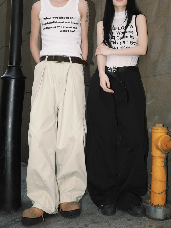 Jeanși din denim pentru bărbați, culoare off-white, croială dreaptă relaxată, talie medie, fermoar, pentru toate anotimpurile