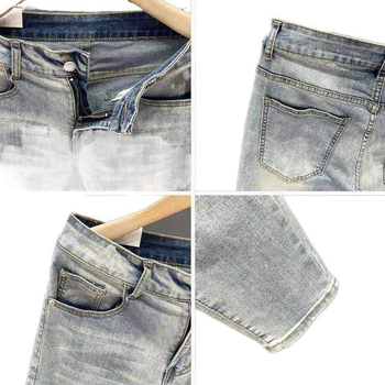 Jeanși albastru deschis cu elastic pentru bărbați, croială slim, primăvară și toamnă, stil coreean, pantaloni lungi pentru bărbați și adolescenți