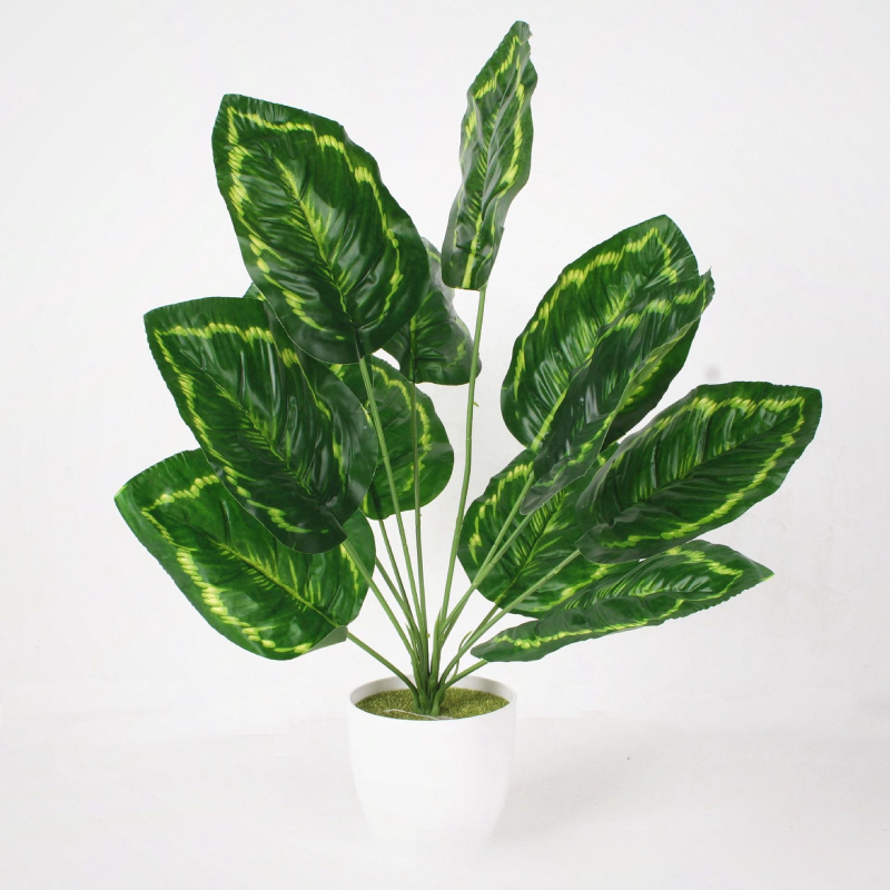 Plante artificiale Monstera și Dieffenbachia în ghivece pentru decorul casei și exterior, decor pentru perete