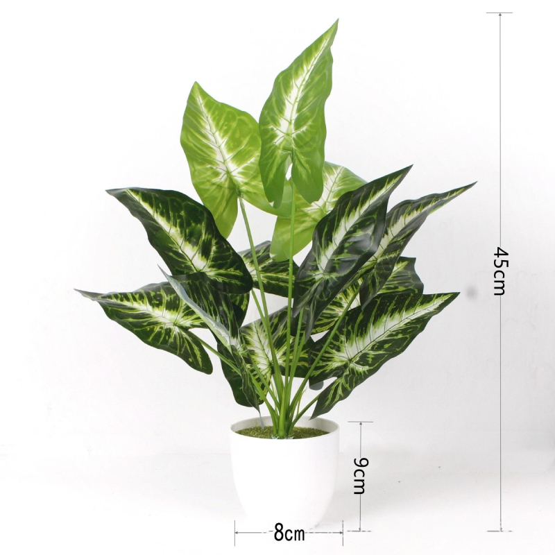Plante artificiale Monstera și Dieffenbachia în ghivece pentru decorul casei și exterior, decor pentru perete