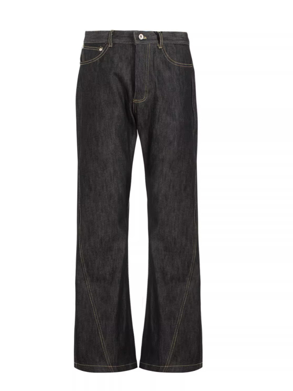 Echoforge Qingguangyuan Blugi din denim pentru bărbați cu broderie, stil Old Money, croială largă, relaxată