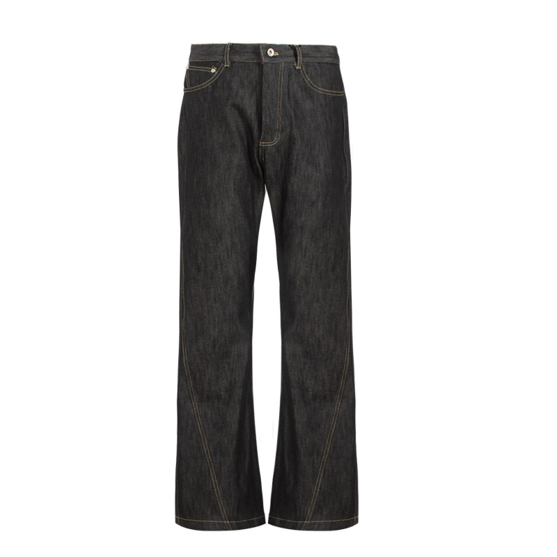 Echoforge Qingguangyuan Blugi din denim pentru bărbați cu broderie, stil Old Money, croială largă, relaxată