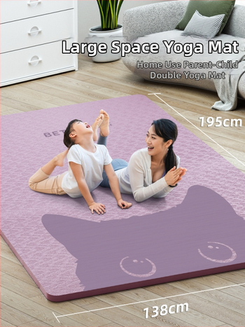Dvojitá podložka na jogu pre domáce použitie, protišmyková, tlmiaca nárazy, hrúbka 6 mm, 195 x 138 cm, materiál TPE