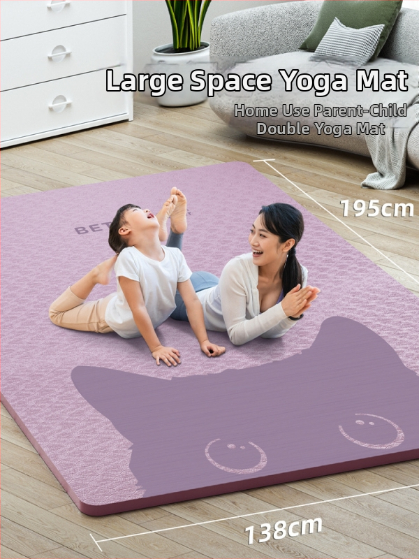 Dvojitá podložka na jogu pre domáce použitie, protišmyková, tlmiaca nárazy, hrúbka 6 mm, 195 x 138 cm, materiál TPE