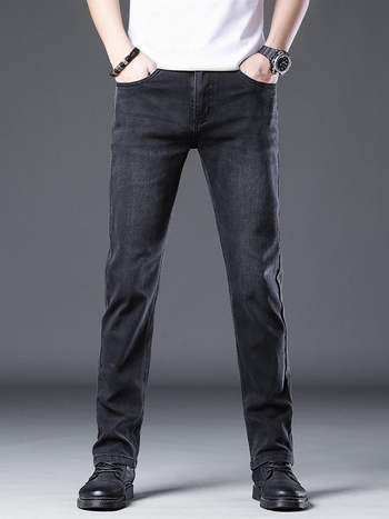 Jeans pentru bărbați, vară, negru și gri, croială Slim, drepti, elastici, talie înaltă, respirabili, casual și versatili