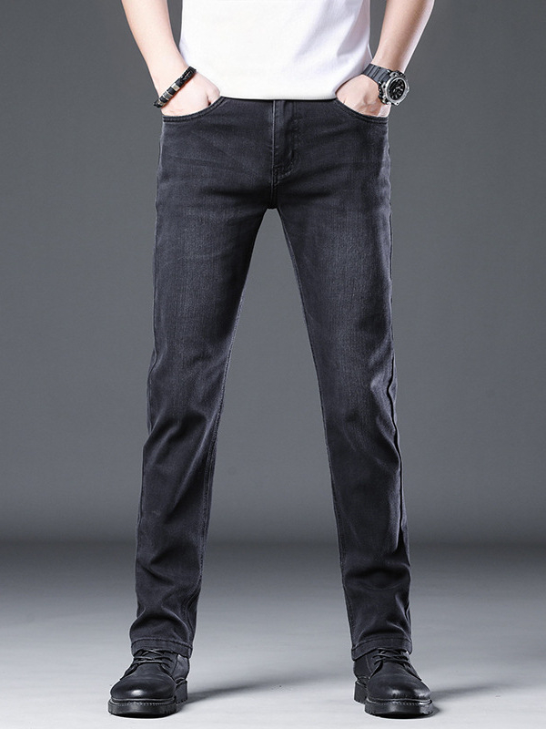 Jeans pentru bărbați, vară, negru și gri, croială Slim, drepti, elastici, talie înaltă, respirabili, casual și versatili