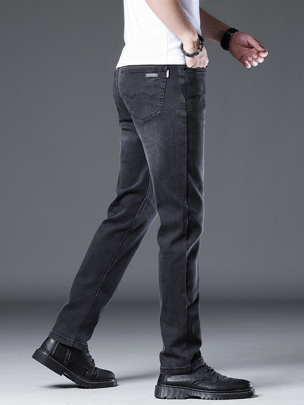 Jeans pentru bărbați, vară, negru și gri, croială Slim, drepti, elastici, talie înaltă, respirabili, casual și versatili
