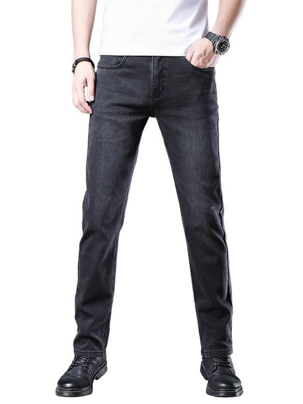 Jeans pentru bărbați, vară, negru și gri, croială Slim, drepti, elastici, talie înaltă, respirabili, casual și versatili