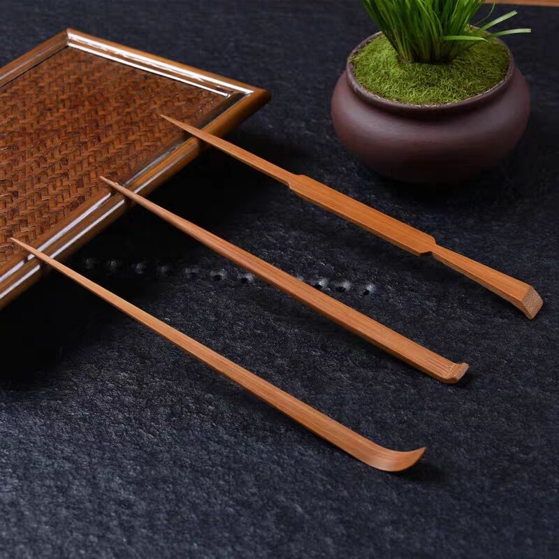 Set de instrumente din bambus natural carbonizat pentru ceai: ac de ceai, lingură de ceai, pernă pentru ceai, accesorii pentru ceremonia ceaiului, unelte japoneze pentru matcha, curățător pentru gurile ceainic