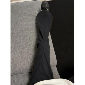 Blugi bărbătește cu căptușeală din fleece, culoare cafea, tăietură diagonală, stil streetwear american retro, croială dreaptă cu ușoară evazare