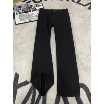 Jeans bărbați drepti, culoare negru cărbune, croială lejeră, ușor evazați, stil high-street american, croială curată, subțiază vizual și mărește silueta