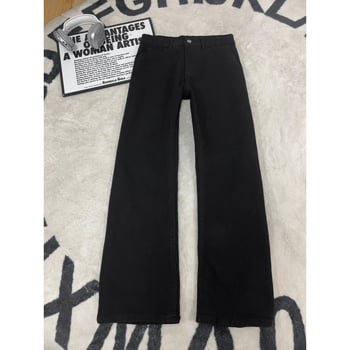 Jeans bărbați drepti, culoare negru cărbune, croială lejeră, ușor evazați, stil high-street american, croială curată, subțiază vizual și mărește silueta