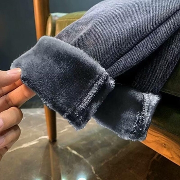 Jeansi bărbați cu fleece – toamnă/iarnă 2024, elastici, croială dreaptă, slim fit