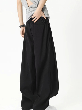 Pantaloni pentru bărbați, stil american, gri premium, vară, croială dreaptă lejeră, largi, drapaj casual