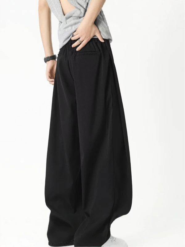 Pantaloni pentru bărbați, stil american, gri premium, vară, croială dreaptă lejeră, largi, drapaj casual
