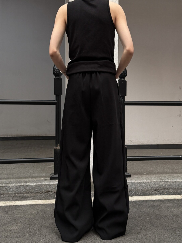 Pantaloni negri pentru bărbați, stil american, croială largă, vară, lejer, croială dreaptă