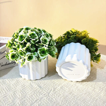 Floare artificială în ghiveci mic, cu 31 trandafiri conectați, bonsai sferic, decor pentru birou