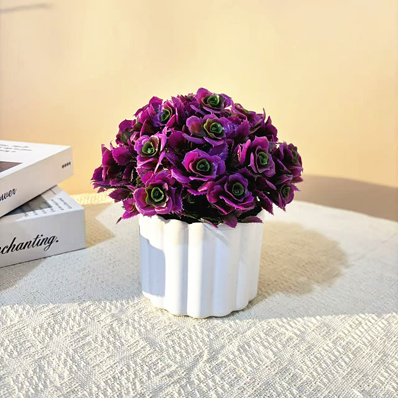 Floare artificială în ghiveci mic, cu 31 trandafiri conectați, bonsai sferic, decor pentru birou