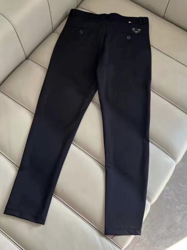Pantaloni bărbați drepti, cu logo triunghiular, stil urban business casual, pantaloni lungi cu efect drapaj