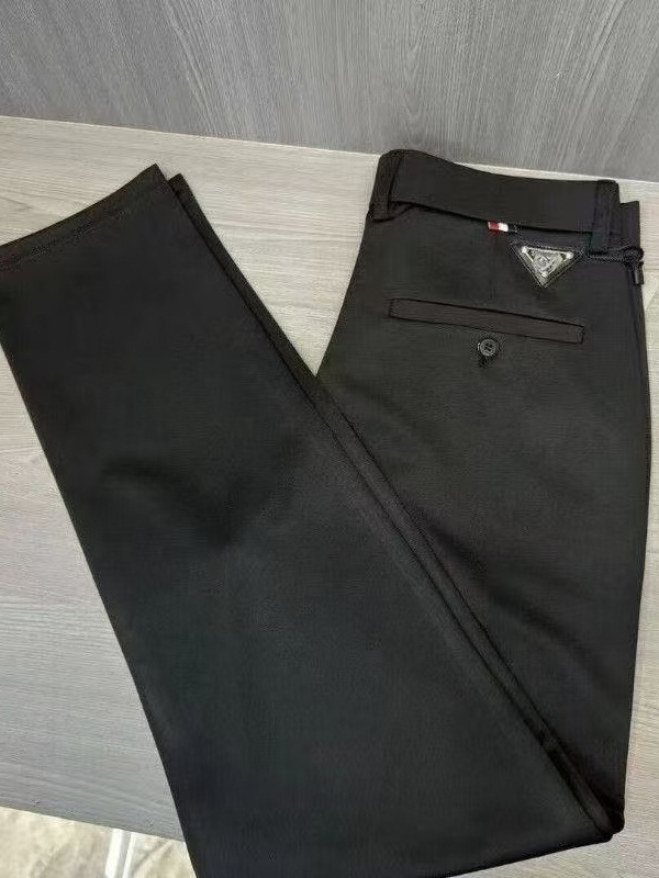 Pantaloni bărbați drepti, cu logo triunghiular, stil urban business casual, pantaloni lungi cu efect drapaj