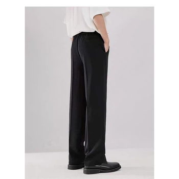 Pantaloni de costum pentru bărbați, croială dreaptă, slim, fald drapat, stil Ins, casual primăvară-toamnă