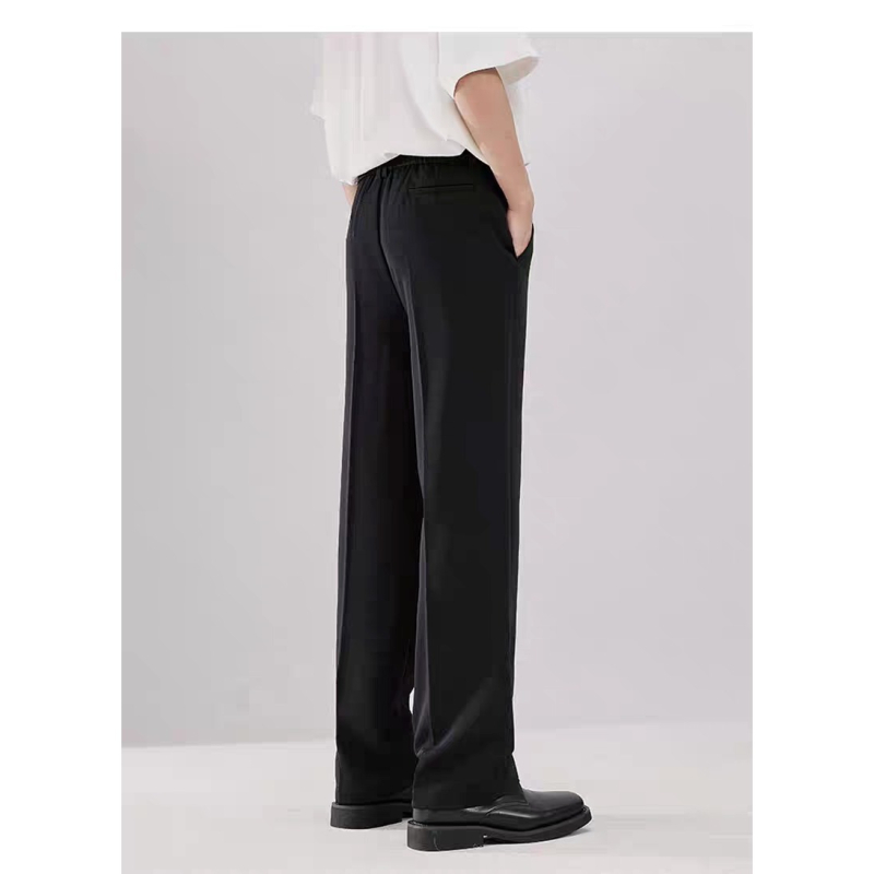 Pantaloni de costum pentru bărbați, croială dreaptă, slim, fald drapat, stil Ins, casual primăvară-toamnă