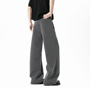 Pantaloni casual drapați, inspirați din retro, deconstruiți pentru bărbați, largi, lungime până la podea, cu design unic
