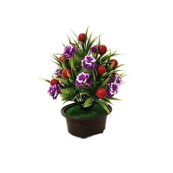 Bonsai artificial cu trandafir în ghiveci, motiv fructe