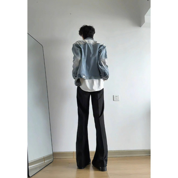 Cleanfit pantaloni bărbați cu căptușeală din fleece, groși și ușor evazați, casual cu croială dreaptă pentru toamnă–iarna, lejeri și care subțiază silueta